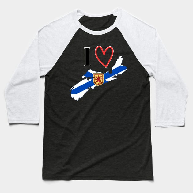 I Love Nova Scotia with the Nova Scotian Flag Baseball T-Shirt by onepony